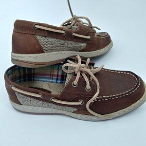White Mountain  7.5 M Flats Brown Leather Lace up